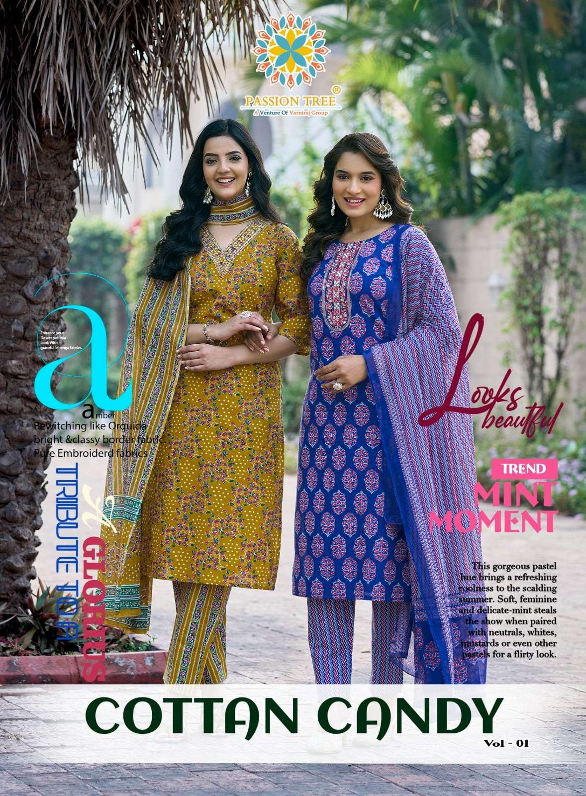 PASSION TREE COTTON CANDY VOL-01 1001 TO 1008 SERIES PURE COTTON PRINTED EMBROIDERY DRESSES-00140