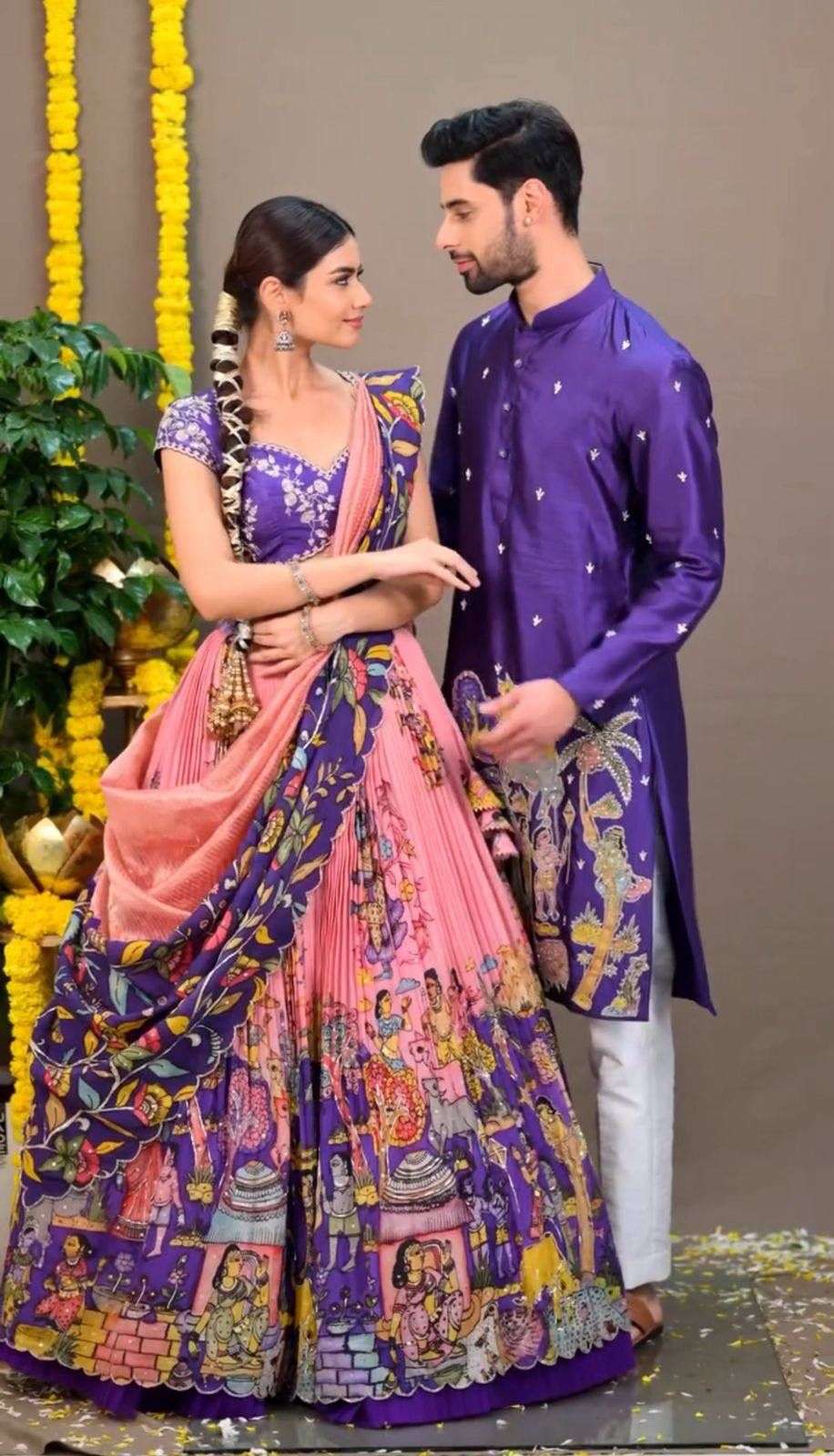 PC-537 BY ASLIWHOLESALE COTTON KALAMKARI PRINTED LEHENGA-00045
