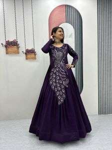 PC-564 BY ASLIWHOLESALE VICHITRA SILK EMBROIDERY GOWNS - 00045
