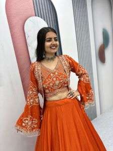  Pc-565 BY ASLIWHOLESALE CHINON SILK EMBROIDERY LEHENGAS - 00045