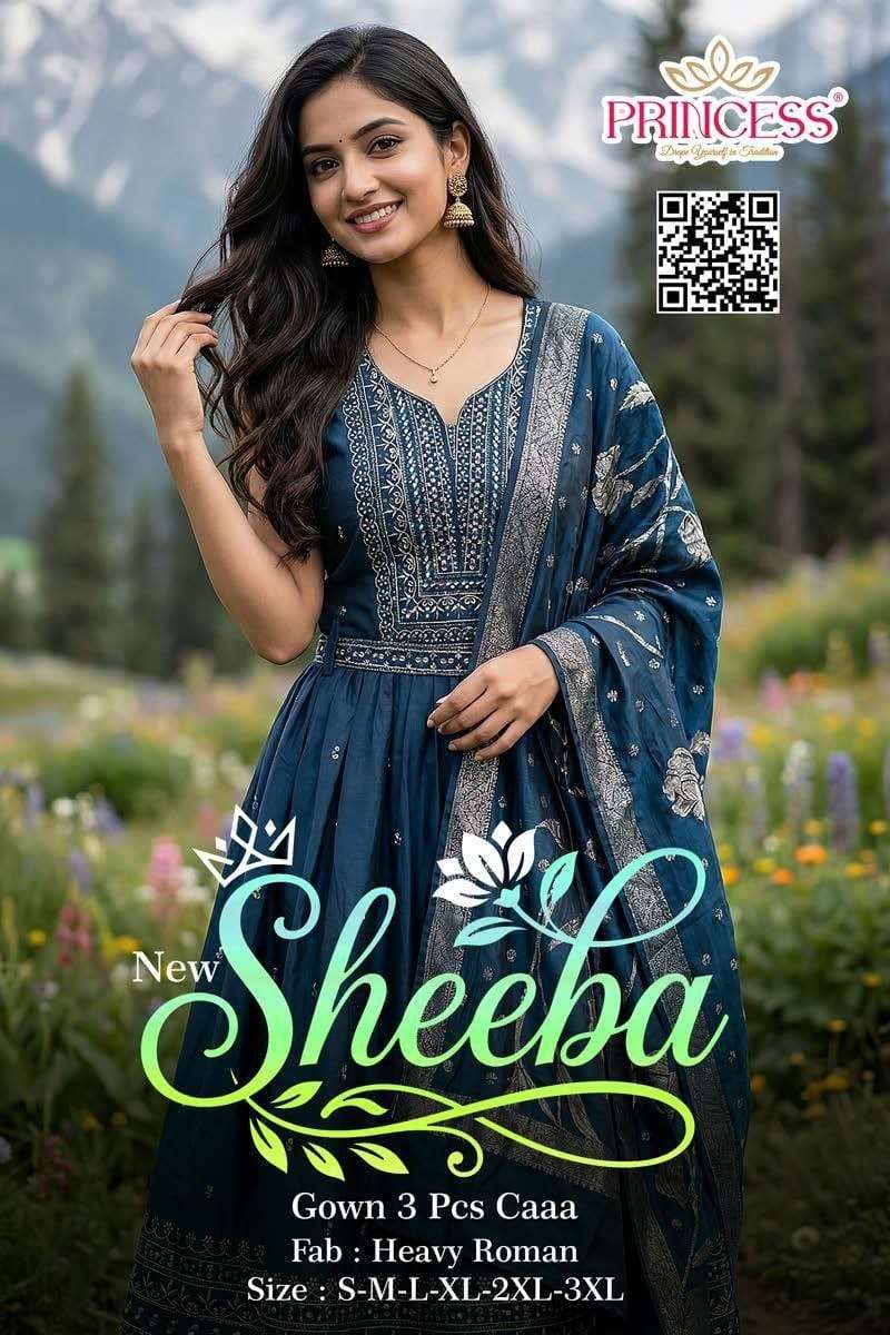 PRINCESS SHEEBA 101 TO 104 SERIES ROMAN EMBROIDERY ANARKALI STITCHED SUITS-00320