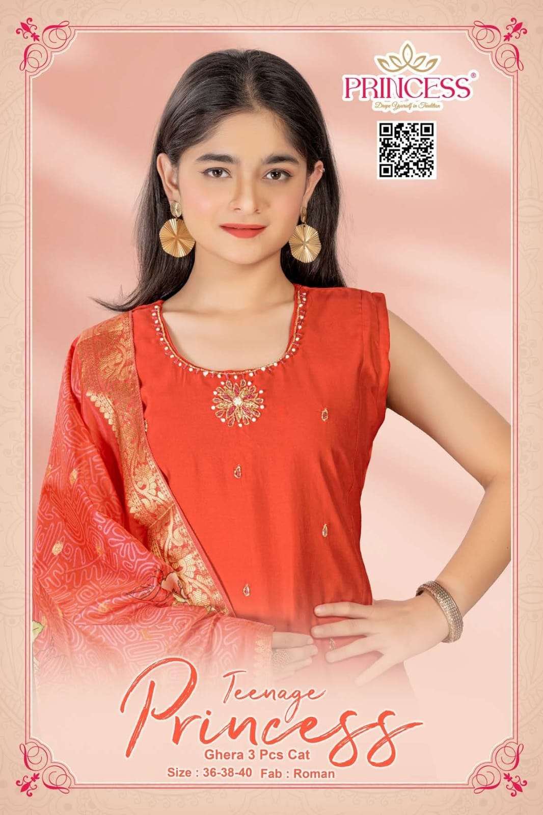 PRINCESS TEENAGE ROMAN SILK ANARKALI STITCHED DRESSES-00320