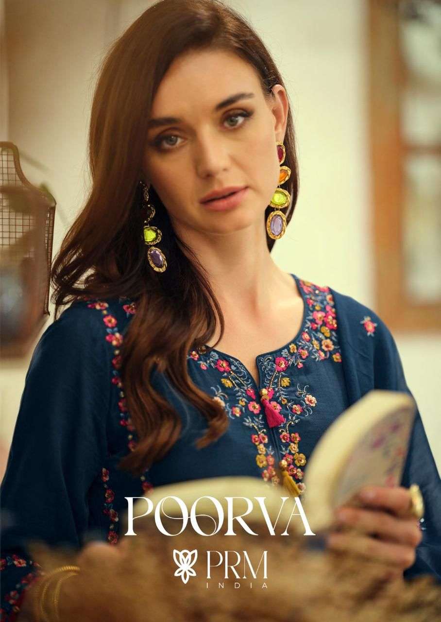 PRM TRENDZ  POORVA 1080 TO 1085 SERIES PURE CHANDERI EMBROIDERY WORK DRESSES-00014