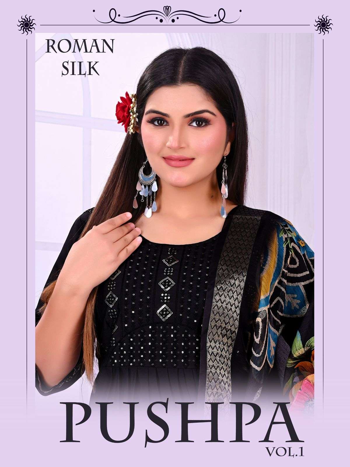 PUSHPA VOL-1 BY ASLIWHOLESALE ROMAN SILK ANARKALI SUITS  SET-00320