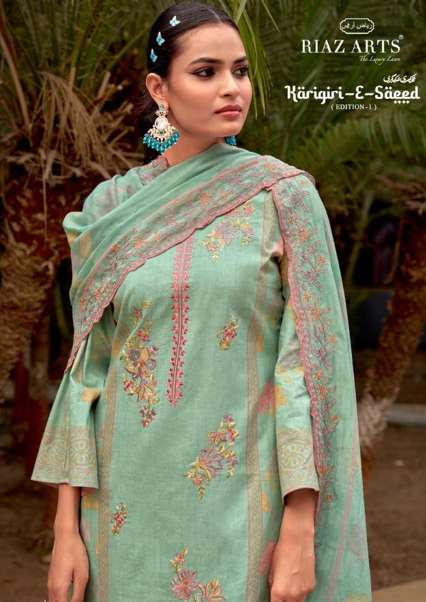 RIAZ ART KARIGIRI E SAEED 1001 TO 1004 SERIES PURE COTTON PRINTED PAKISTANI DRESSES-00011