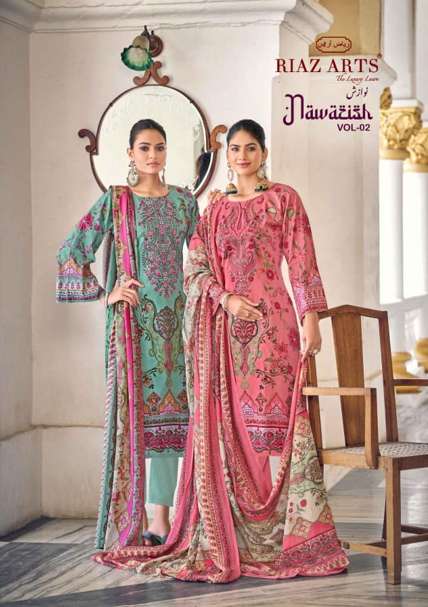 RIAZ ART NAWAZISH VOL-02 101 TO 106 SERIES PURE COTTON PRINTED PAKISTANI DRESSES-00011