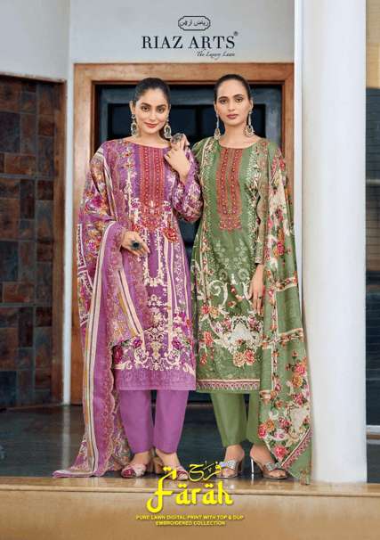 RIAZ ARTS FARAH VOL-01 1001-01 TO 1001-06 SERIES PURE COTTON LAWN PAKISTANI DRESSES-00011