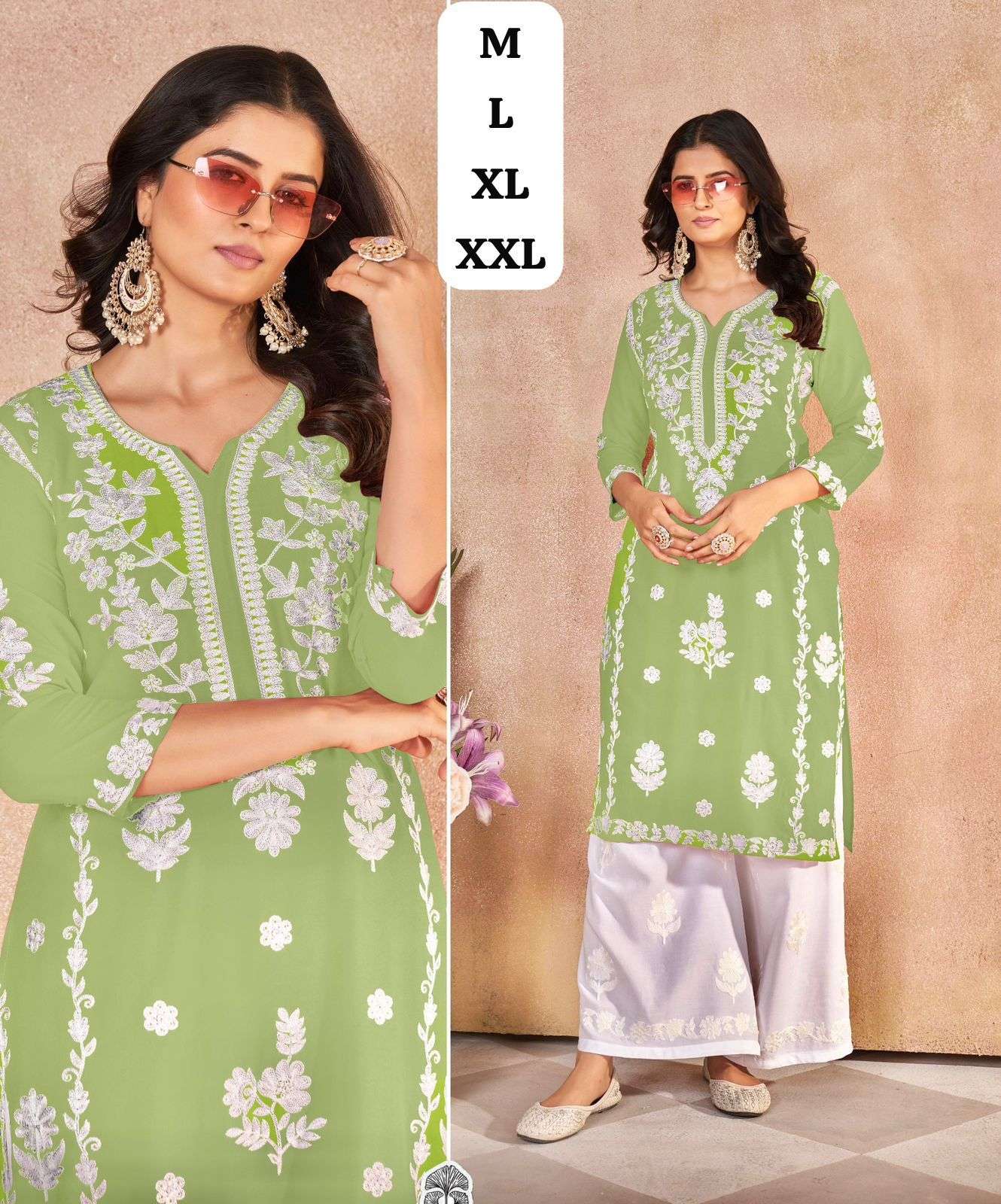 RIVA BY ASLIWHOLESALE HEAVY RAYON EMBROIDERY STITCHED KURTIS - 00095