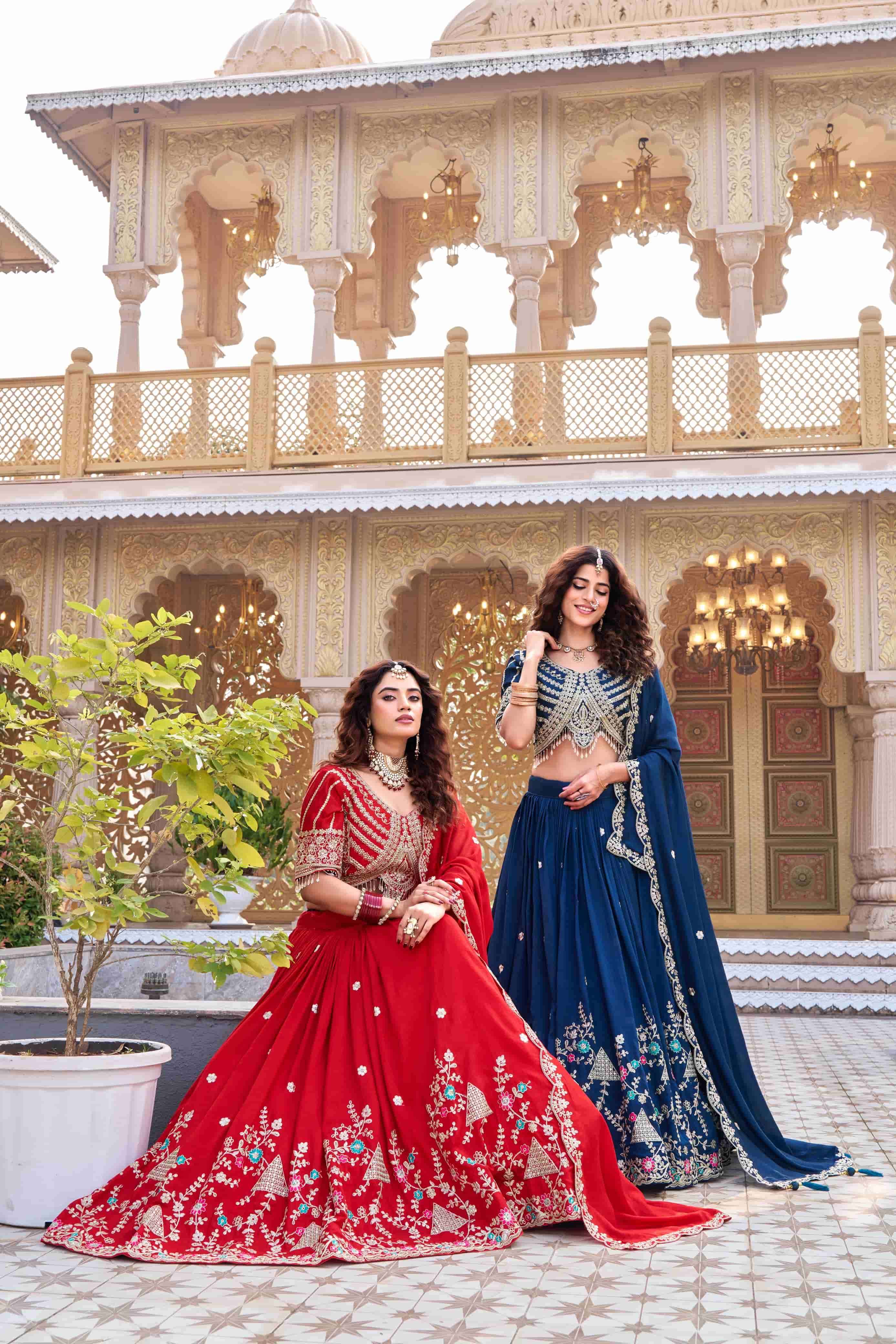 RM-161 BY ASLIWHOLESALE VICHITRA EMBROIDERY SEMI-STITCHED LEHENGAS-00236