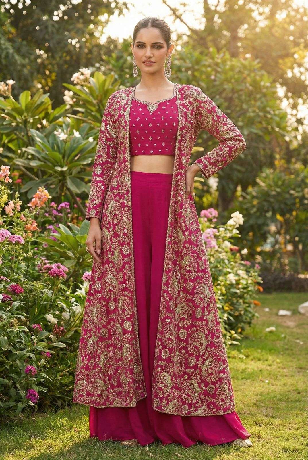 SAKHI BY ASLIWHOLESALE DESIGNER PURE CHINON SILK EMBROIDERY DRESSES-00150
