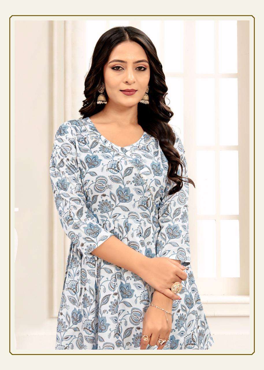 SANGEET AAROHI VOL-3 RAYON PRINTED STITCHED TUNIC SET-00305