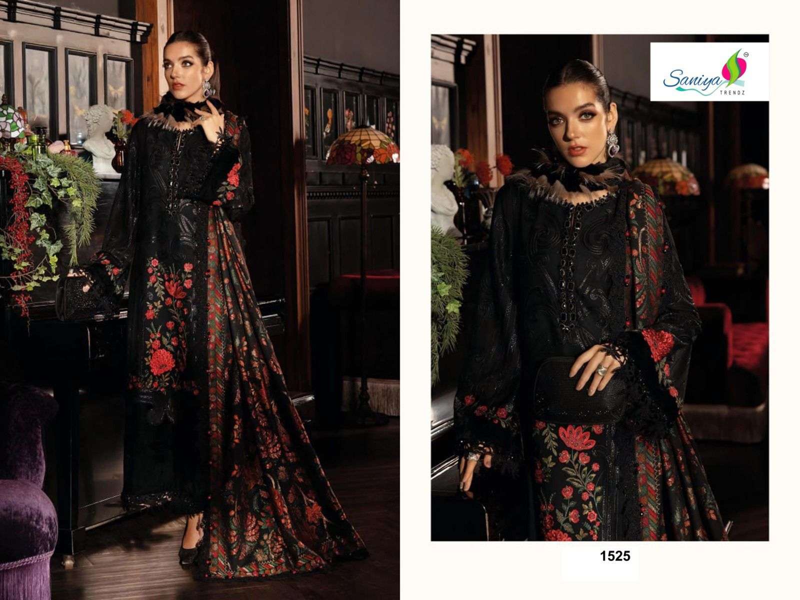 SANIYA TRENDZ 1525 SERIES PURE RAYON COTTON EMBROIDERY PAKISTANI DRESSES-00071