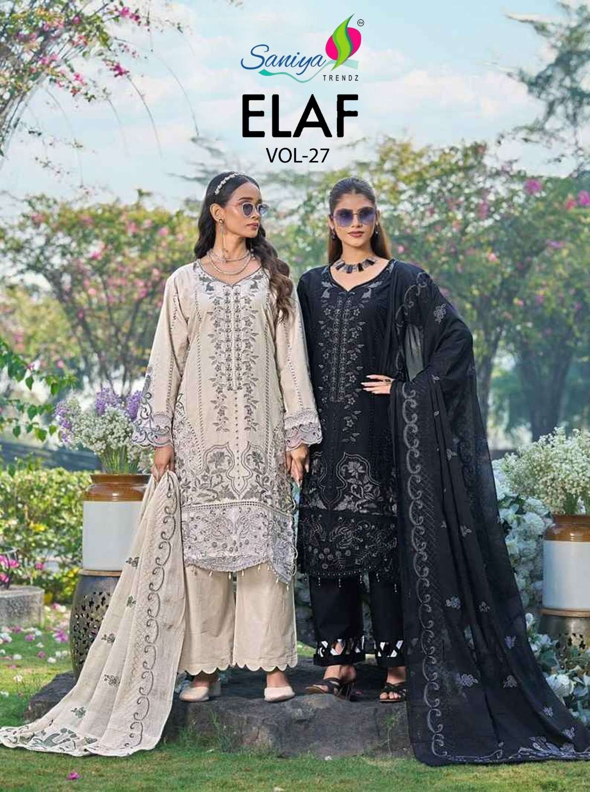SANIYA TRENDZ ELAF VOL-27 27001 TO 27003 SERIES PURE COTTON EMBROIDERY PAKISTANI DRESSES-00071