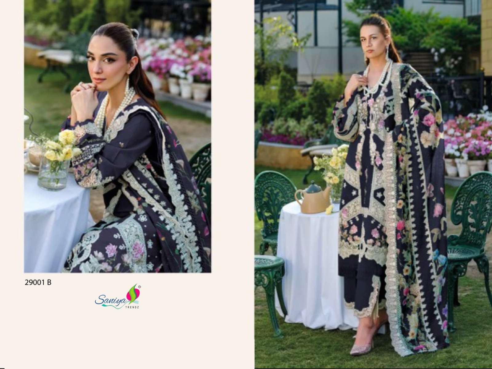 SANIYA TRENDZ ELAF VOL-29 29001-A TO 29001-D SERIES PURE COTTON EMBROIDERY PAKISTANI DRESSES-00201