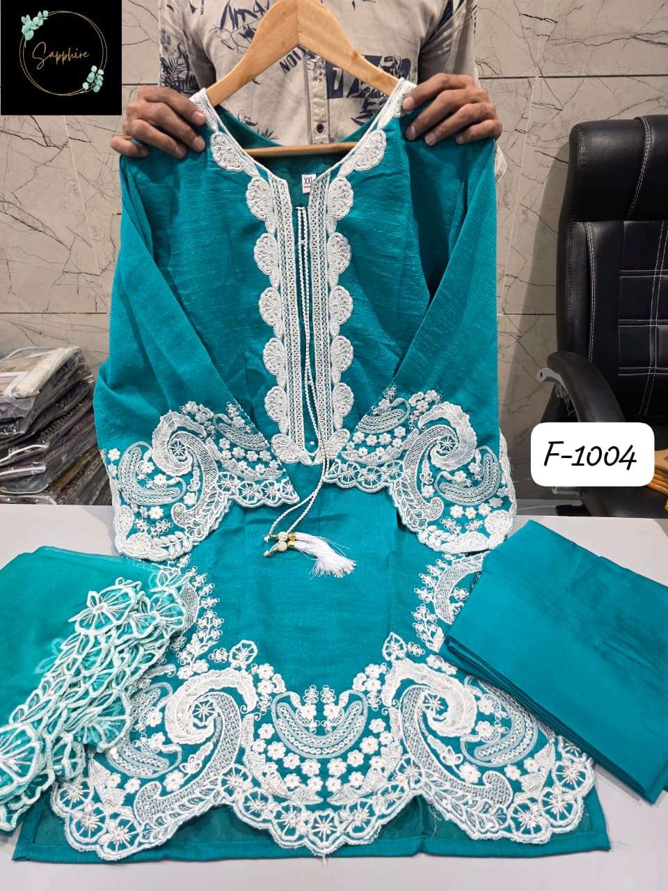SAPPHIRE F-1004 VICHITRA SILK EMBROIDERY PAKISTANI STITCHED SUITS-00272