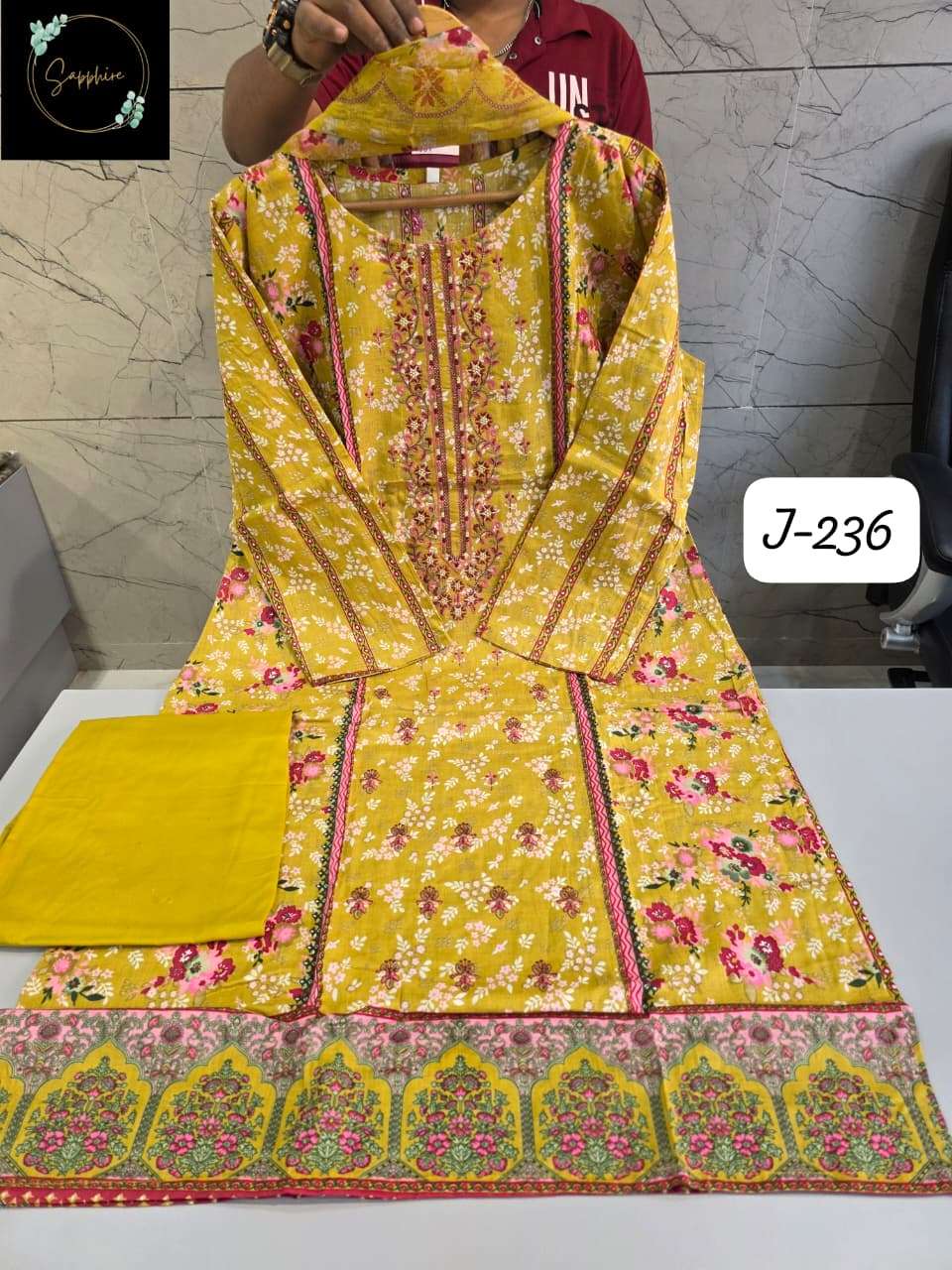 SAPPHIRE JAZMIN VOL-236 LAWN COTTON EMBROIDERY PAKISTANI STITCHED DRESSES-00272