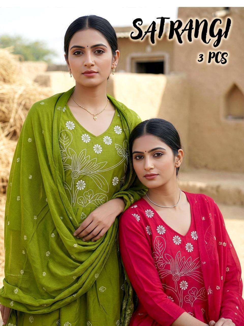 SATRANGI BY ASLIWHOLESALE 1001 TO 1008 SERIES FANCY EMBROIDERY ANARKALI DRESSES-00320