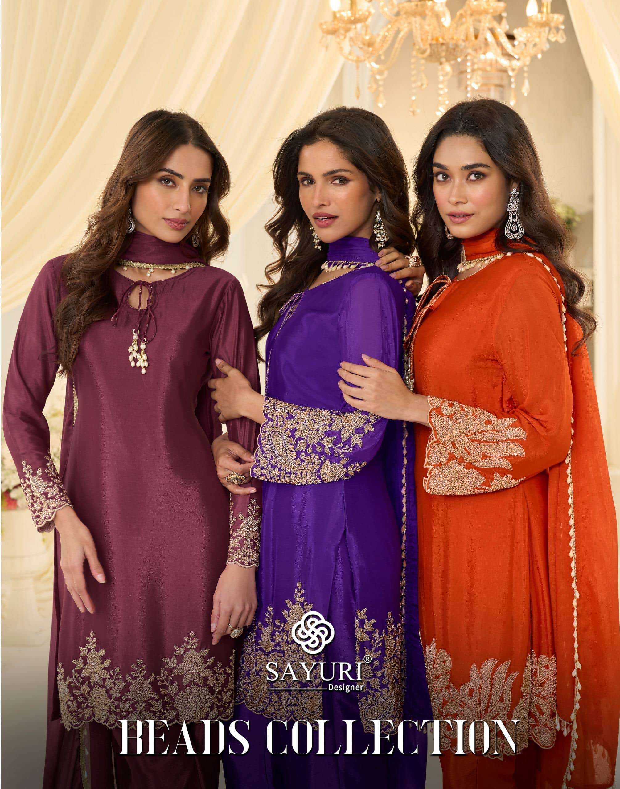 SAYURI BEADS COLLECTION 10293 TO 10295 SERIES PURE CHINON SILK EMBROIDERY DRESSES-00150
