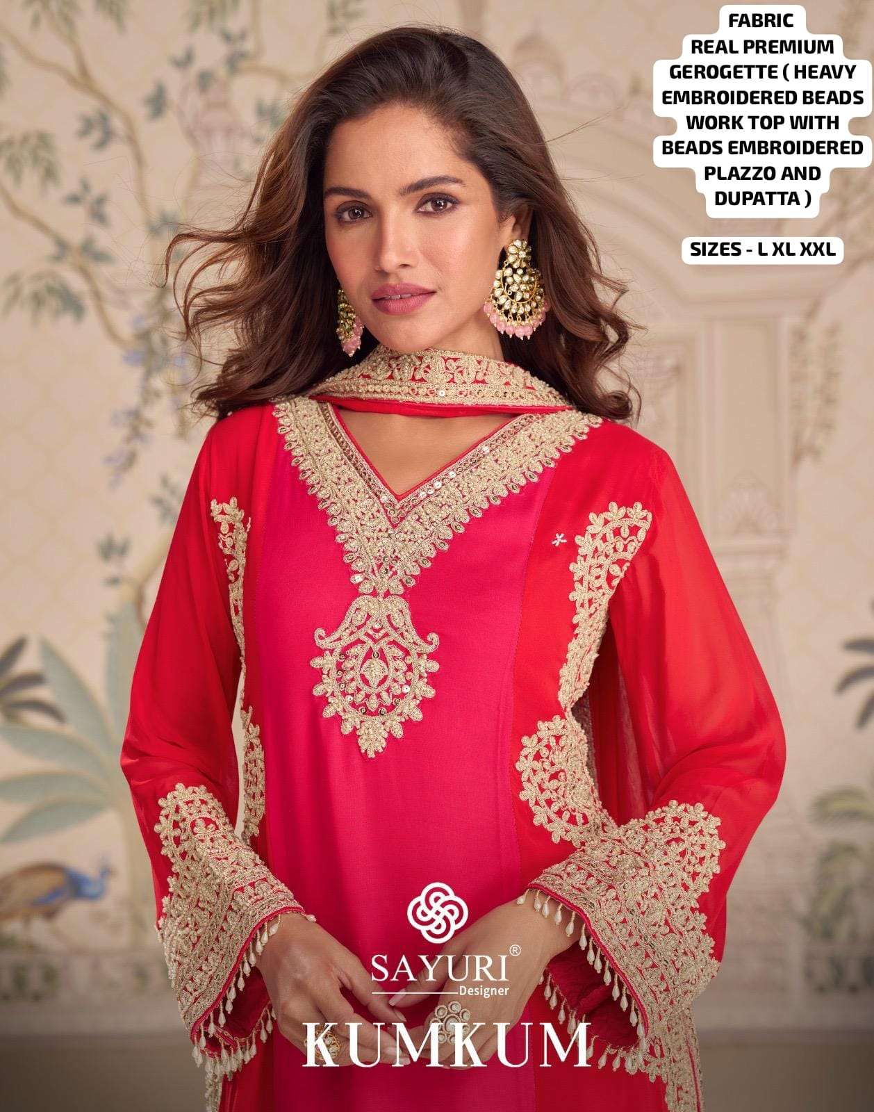 SAYURI KUMKUM GEORGETTE EMBROIDERY DRESSES-00150
