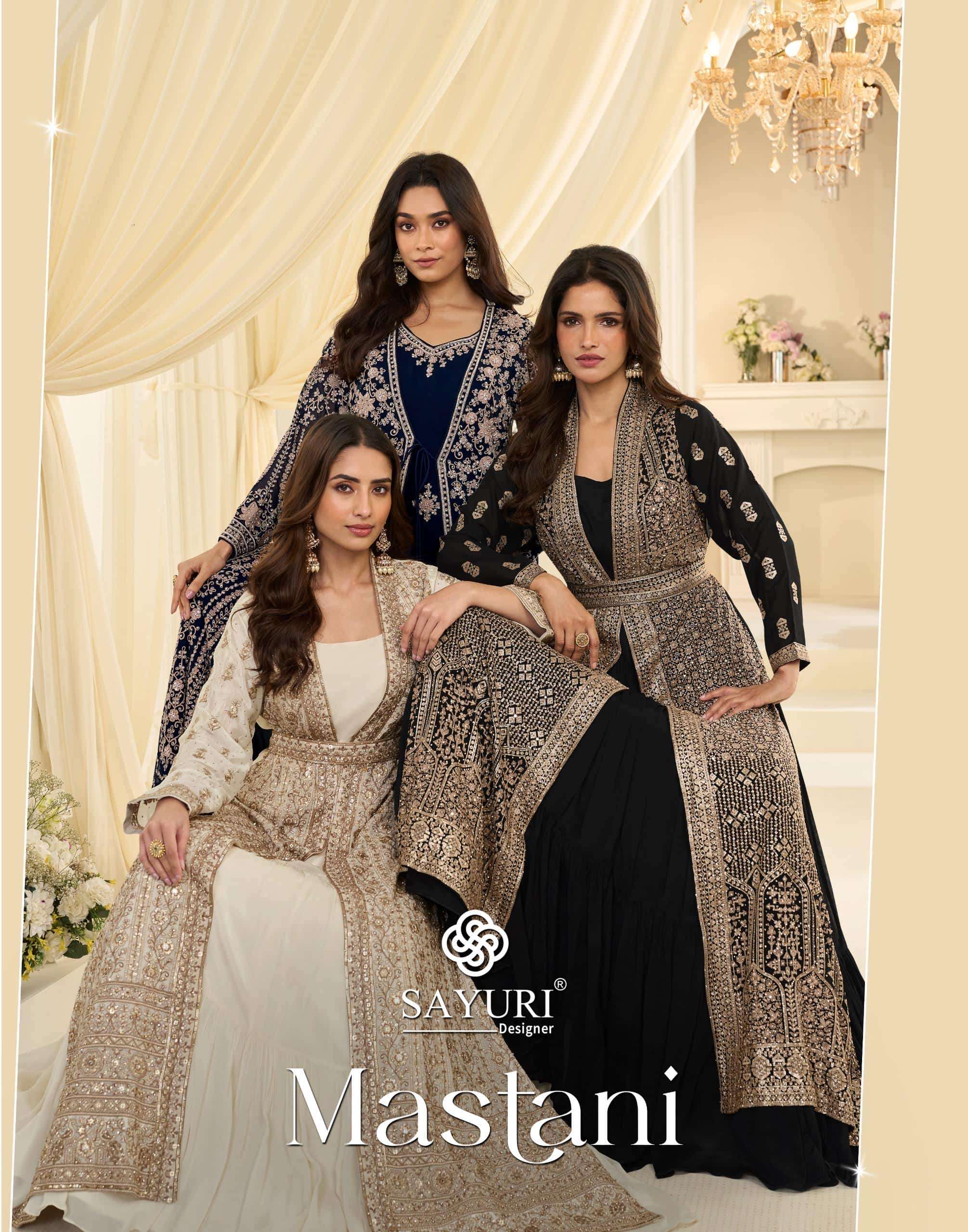 SAYURI MASTANI 10300 TO 10302 SERIES PURE CHINON SILK EMBROIDERY DRESSES-00150