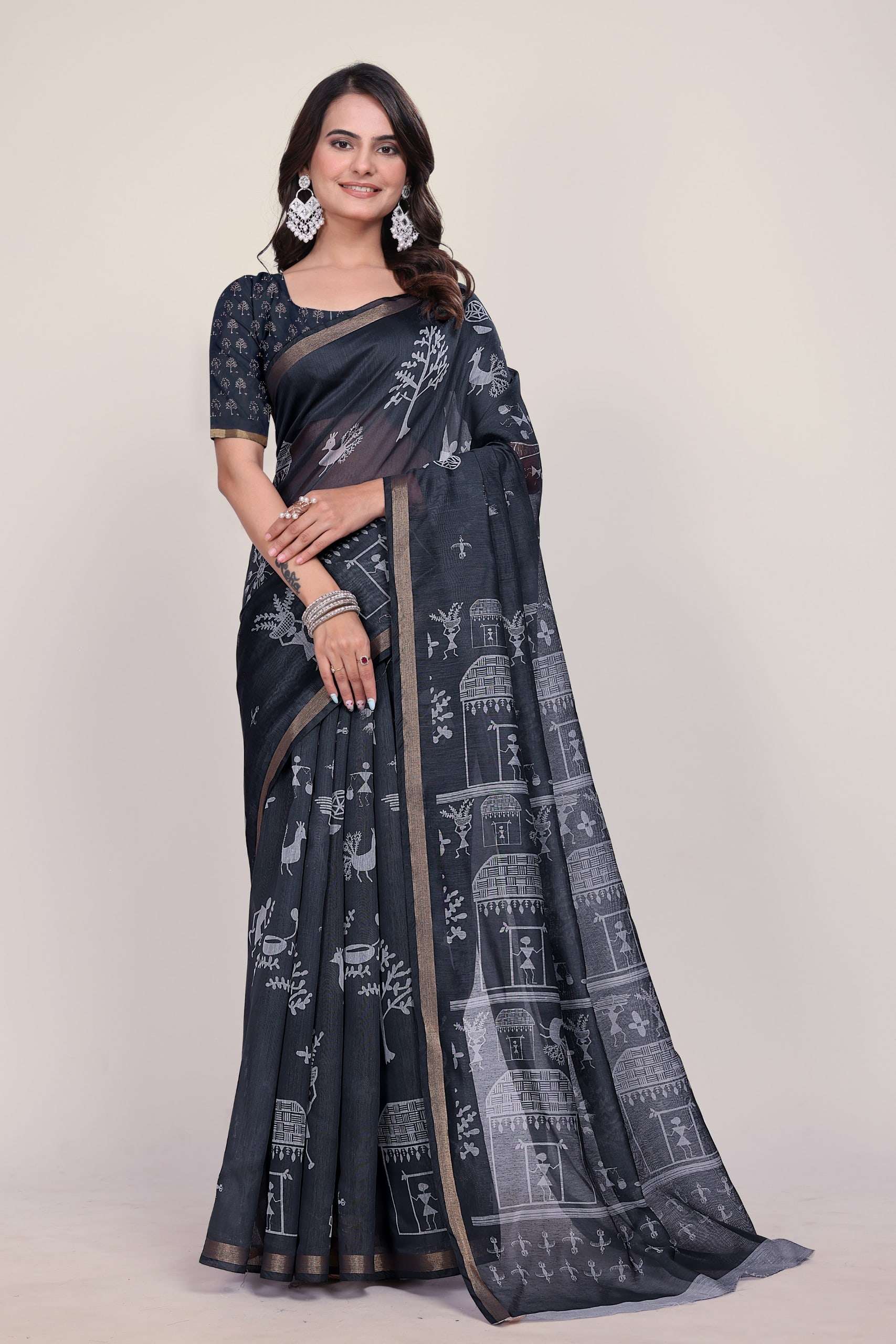 SC-WORLI MUL BY ASLIWHOLESALE MAL COTTON PRINTED SAREES-00292