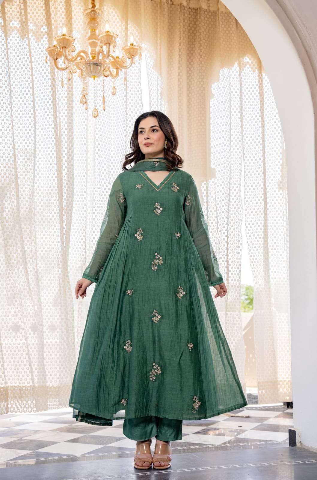SC646 BY ASLIWHOLESALE VISCOSE CHANDERI SILK STITCHED PUNJABI DRESSES-00264