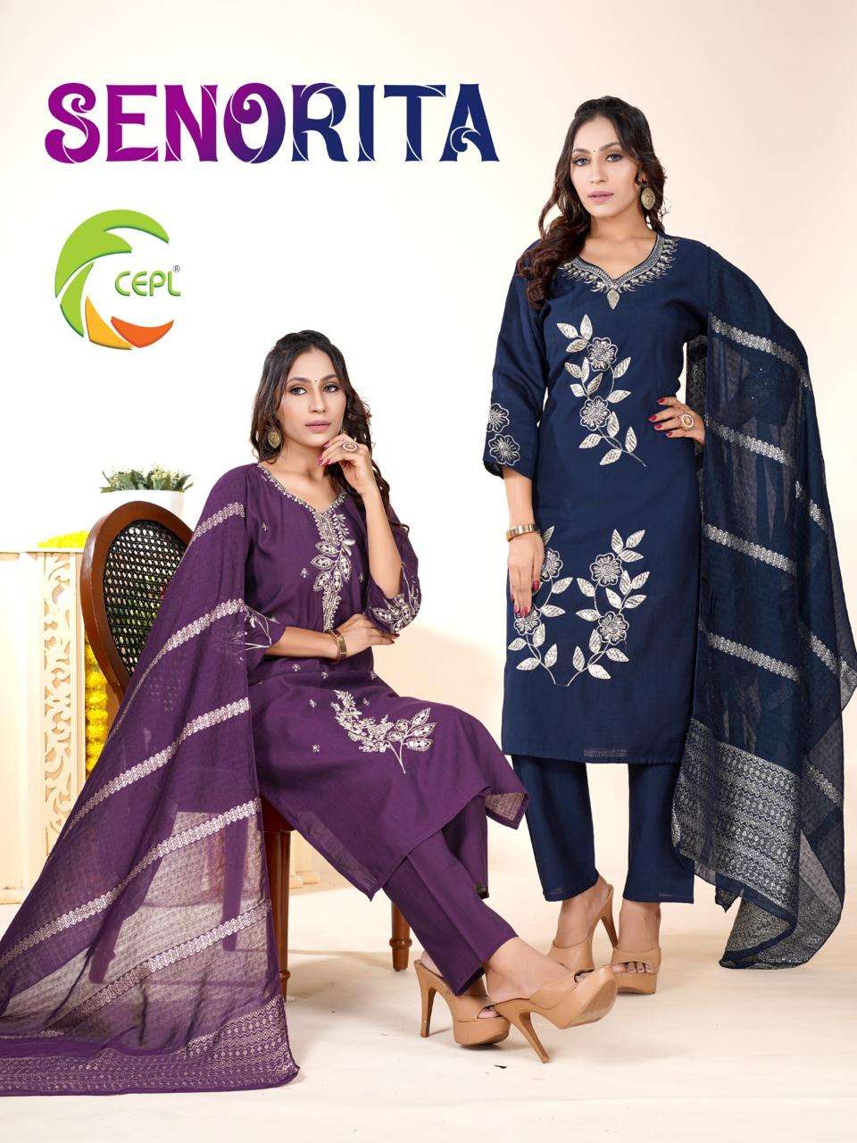 SENORITA BY ASLIWHOLESALE VATICAN SILK EMBROIDERY READYMADE DRESSES-00320