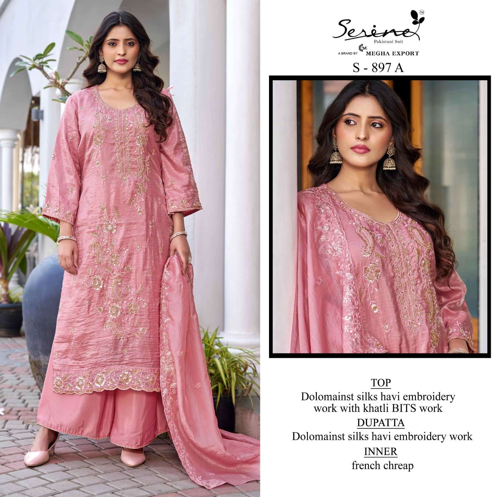 SERENE S-897 A TO D SERIES PURE SILK EMBROIDERY PAKISTANI DRESSES-00201