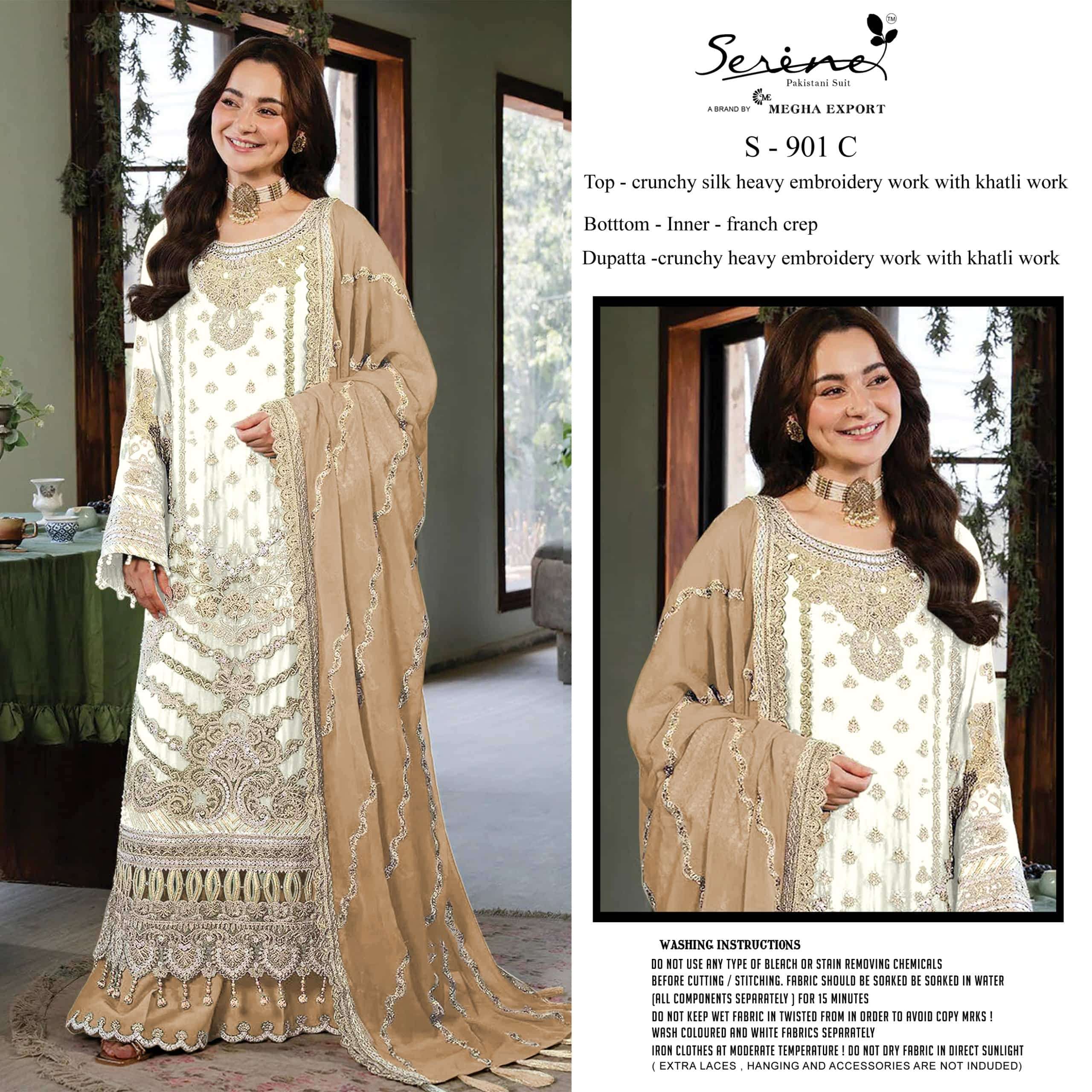 SERENE S-901 A TO D SERIES PURE SILK EMBROIDERY PAKISTANI DRESSES-00201