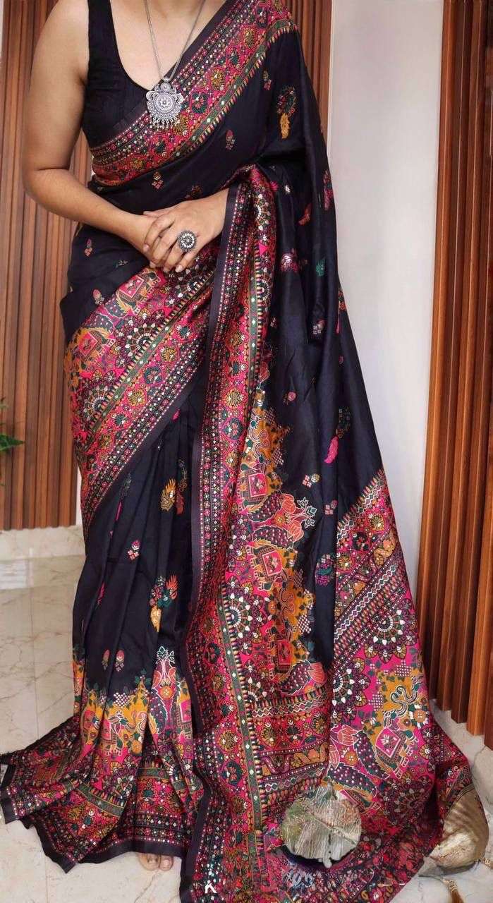SF-826 BY ASLIWHOLESALE PASHMINA SILK PRINTED SAREES-00314