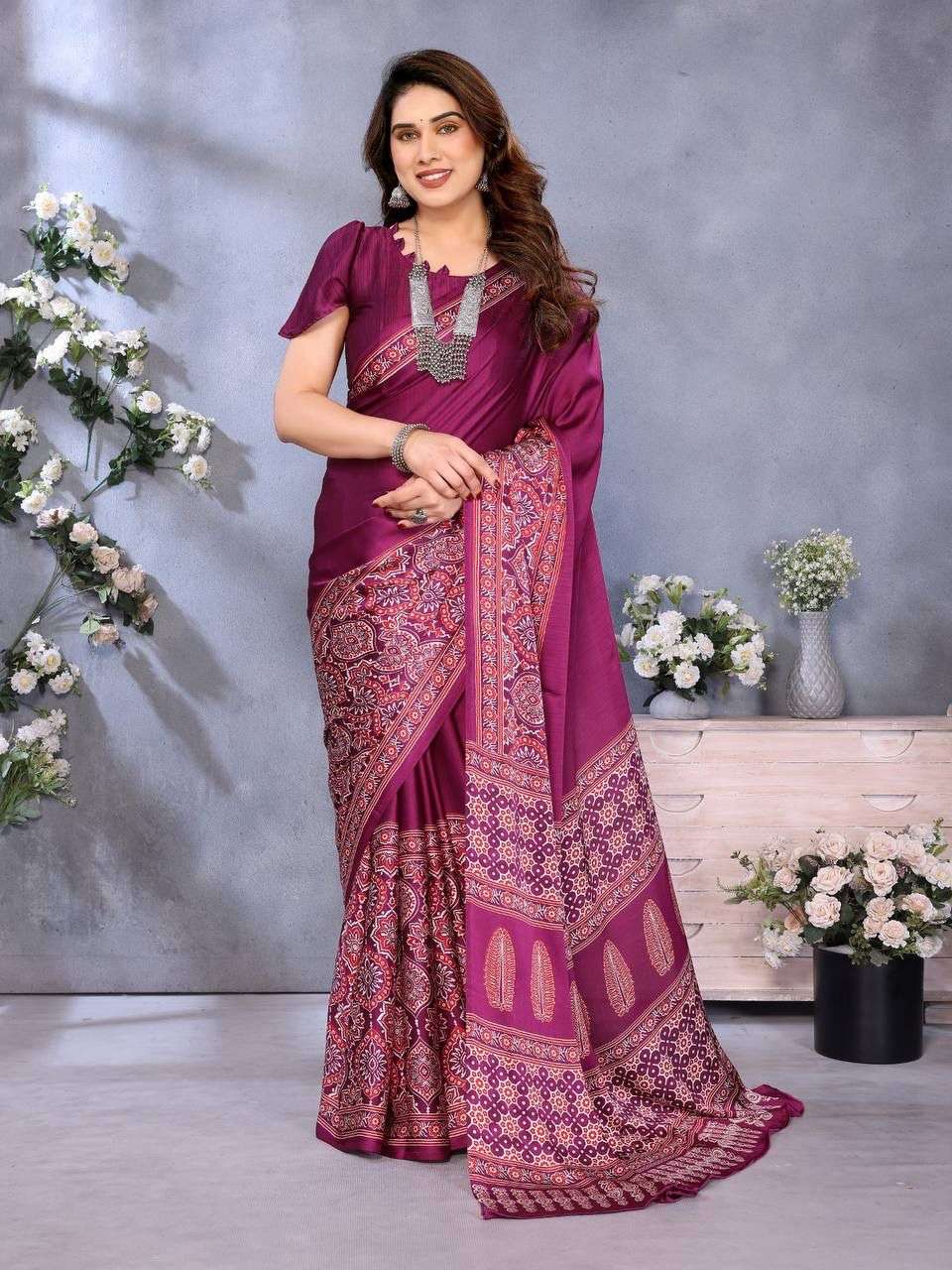 SF-853 BY ASLIWHOLESALE GAJJI SILK PRINTED SAREES - 00314