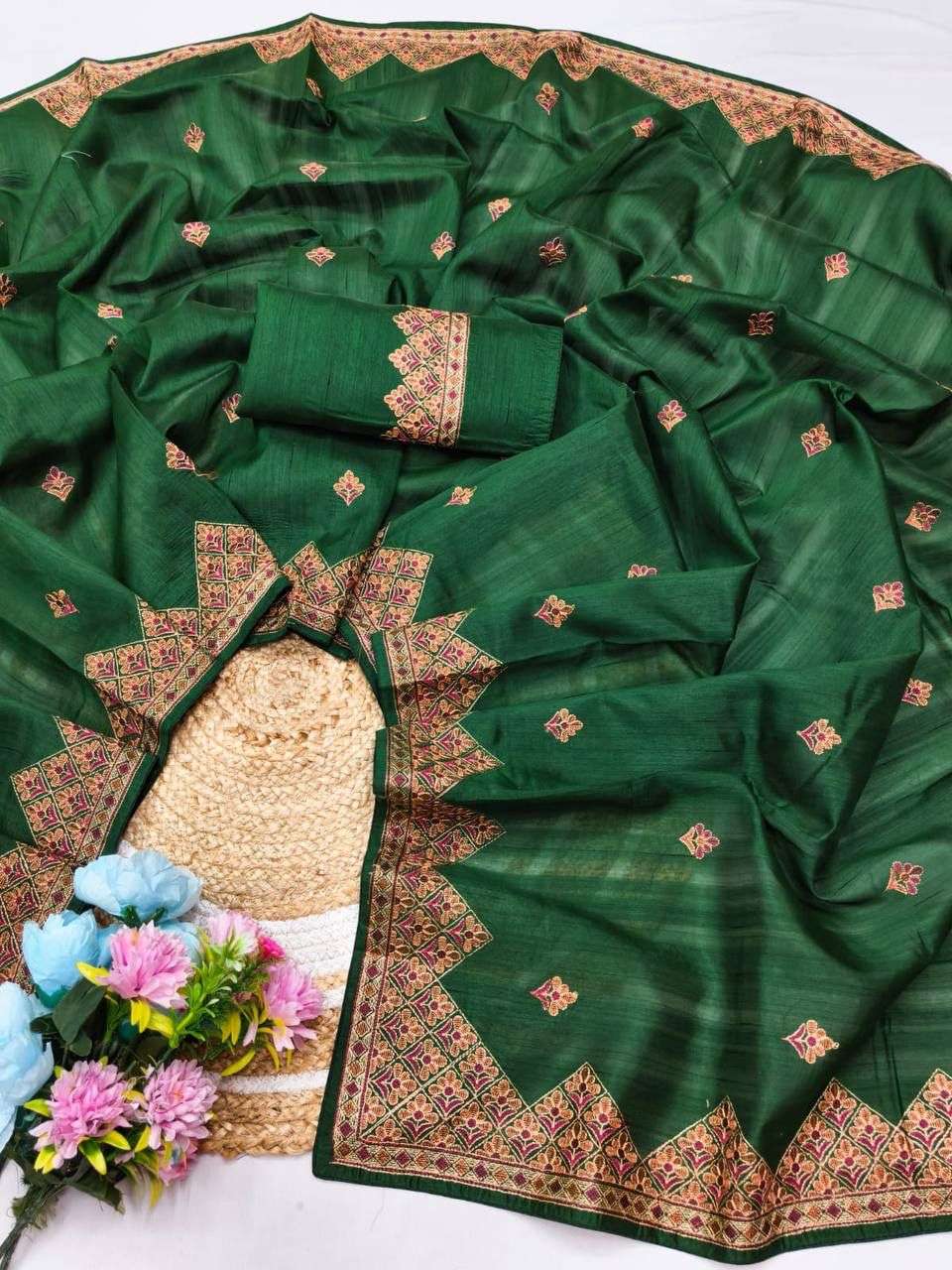 SF-934  BY ASLIWHOLESALE TUSSAR SILK EMBROIDERY SAREES - 00314