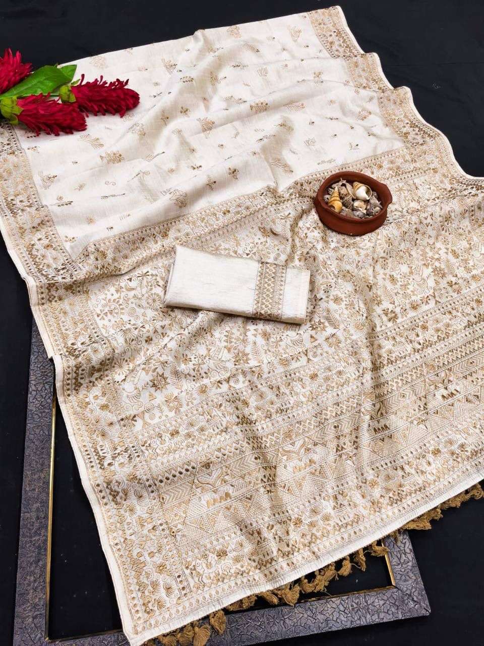 SF-938 BY ASLIWHOLESALE TUSSAR SILK PRINTED PREMIUM SAREES-00314