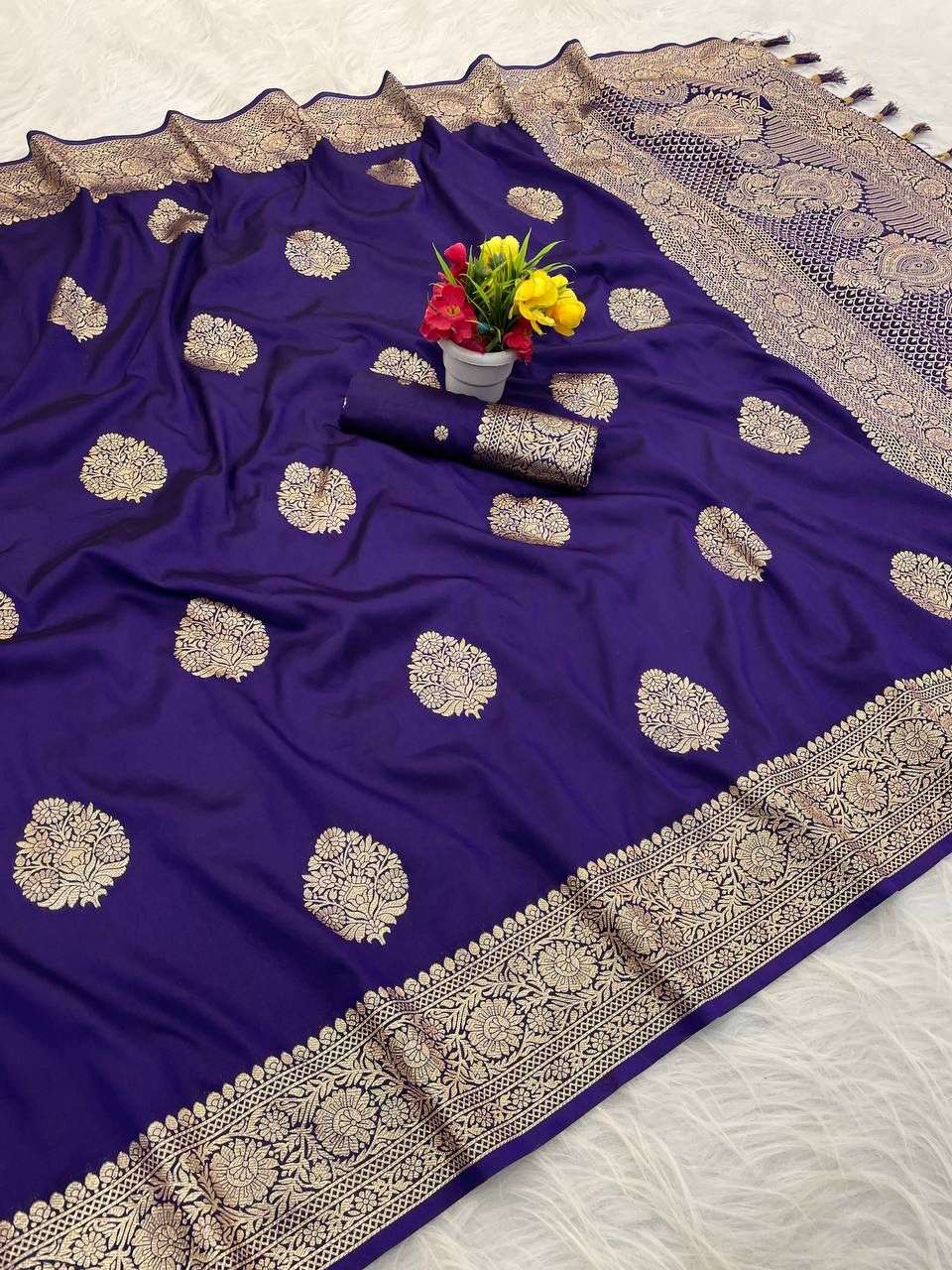 SF-957 BY ASLIWHOLESALE BANARASI SOFT SILK PRINTED SAREES-00314