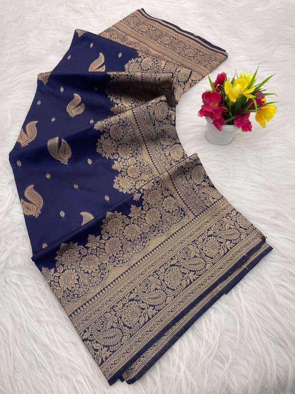 SF-961 BY ASLIWHOLESALE BANARASI SILK PRINTED SAREES-00314