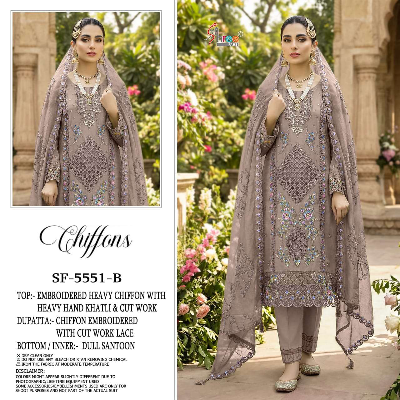 SHREE FAB SF-5551 A TO D SERIES PURE CHIFFON EMBROIDERY PAKISTANI DRESSES-00011
