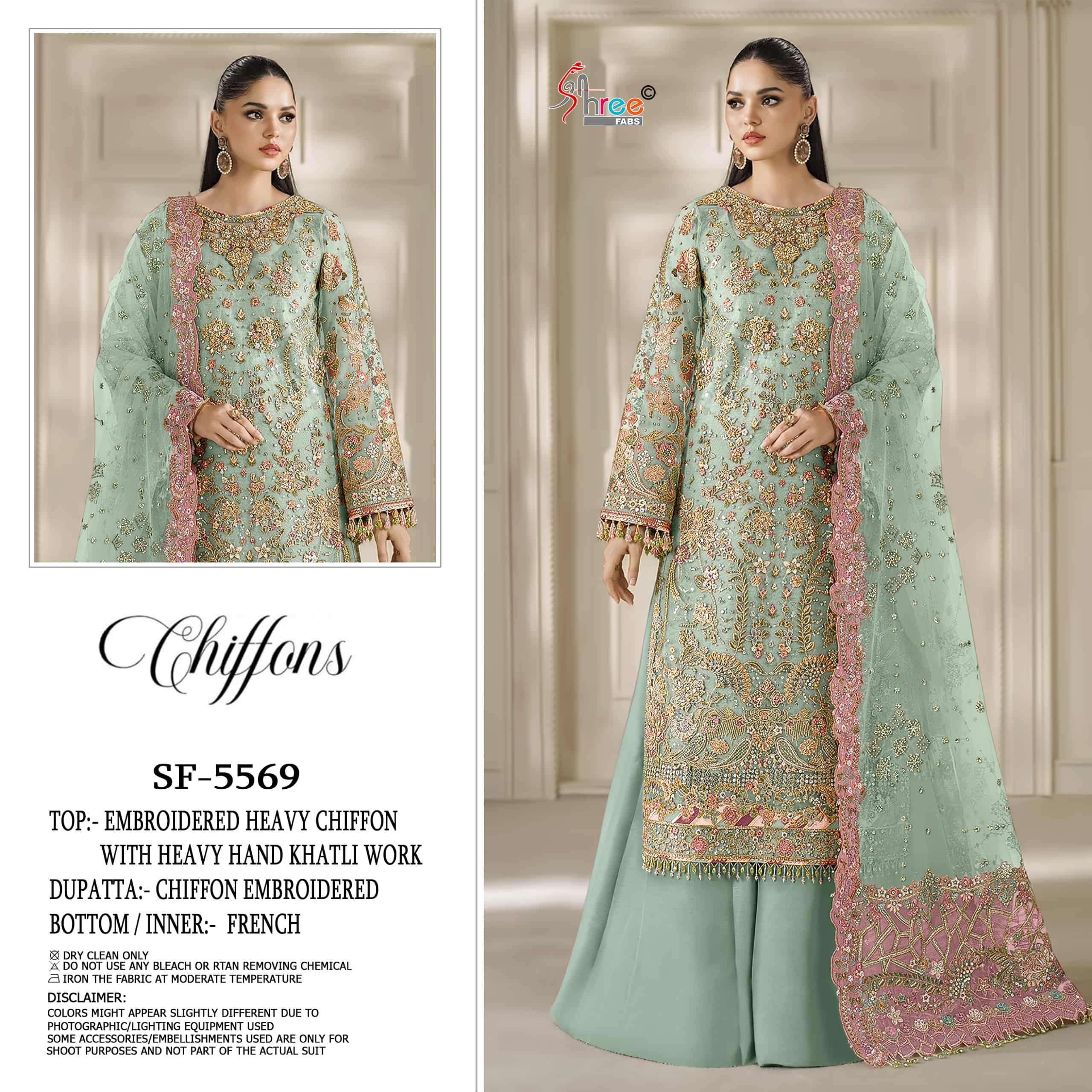 SHREE FAB SF-5569 A TO D SERIES CHIFFON EMBROIDERY DRESSES-00201