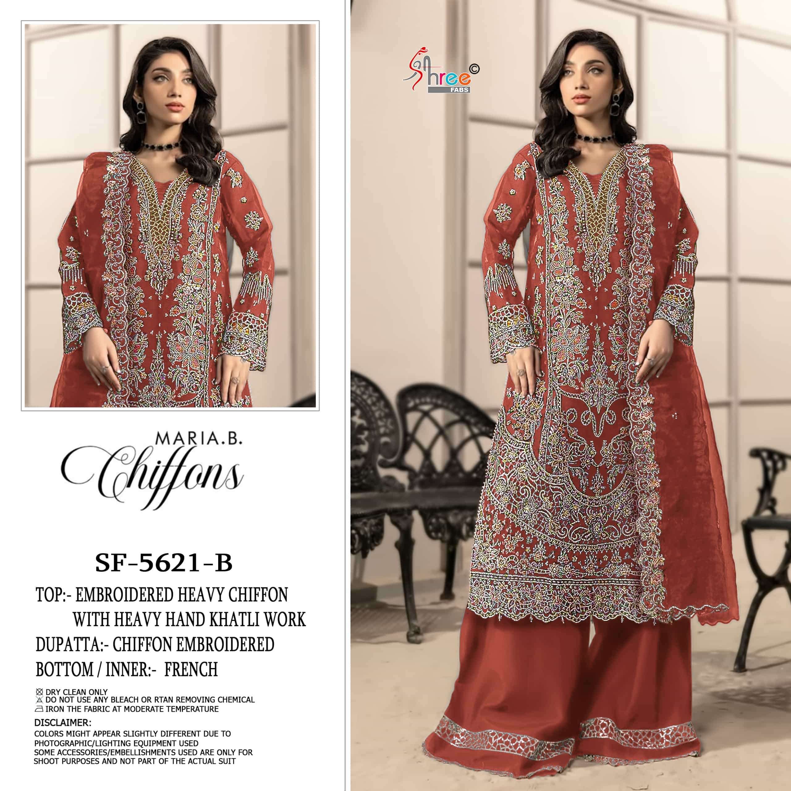 SHREE FAB SF-5621 A TO D SERIES PURE CHIFFON EMBROIDERY PAKISTANI DRESSES-00201