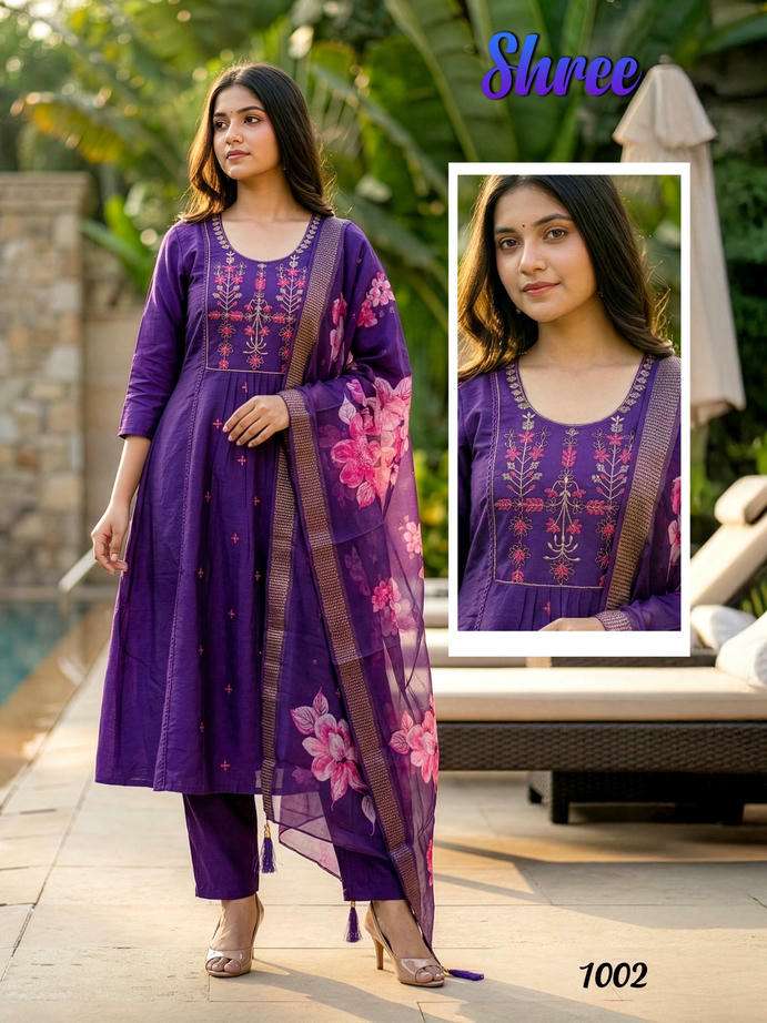 SHREE  KIDS VOL-1 BY ASLIWHOLESALE VATICAN SILK EMBROIDERY ANARKALI DRESSES-00320