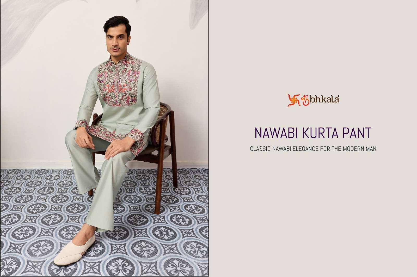 SHUBHKALA NAWABI KURTA PANT 21031 TO 21036 SERIES VISCOSE SILK EMBROIDERY MEN WEAR-00278