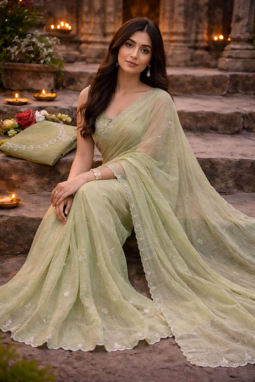 SITARA BY ASLIWHOLESALE CRUSH HAND WORK SAREES - 00321