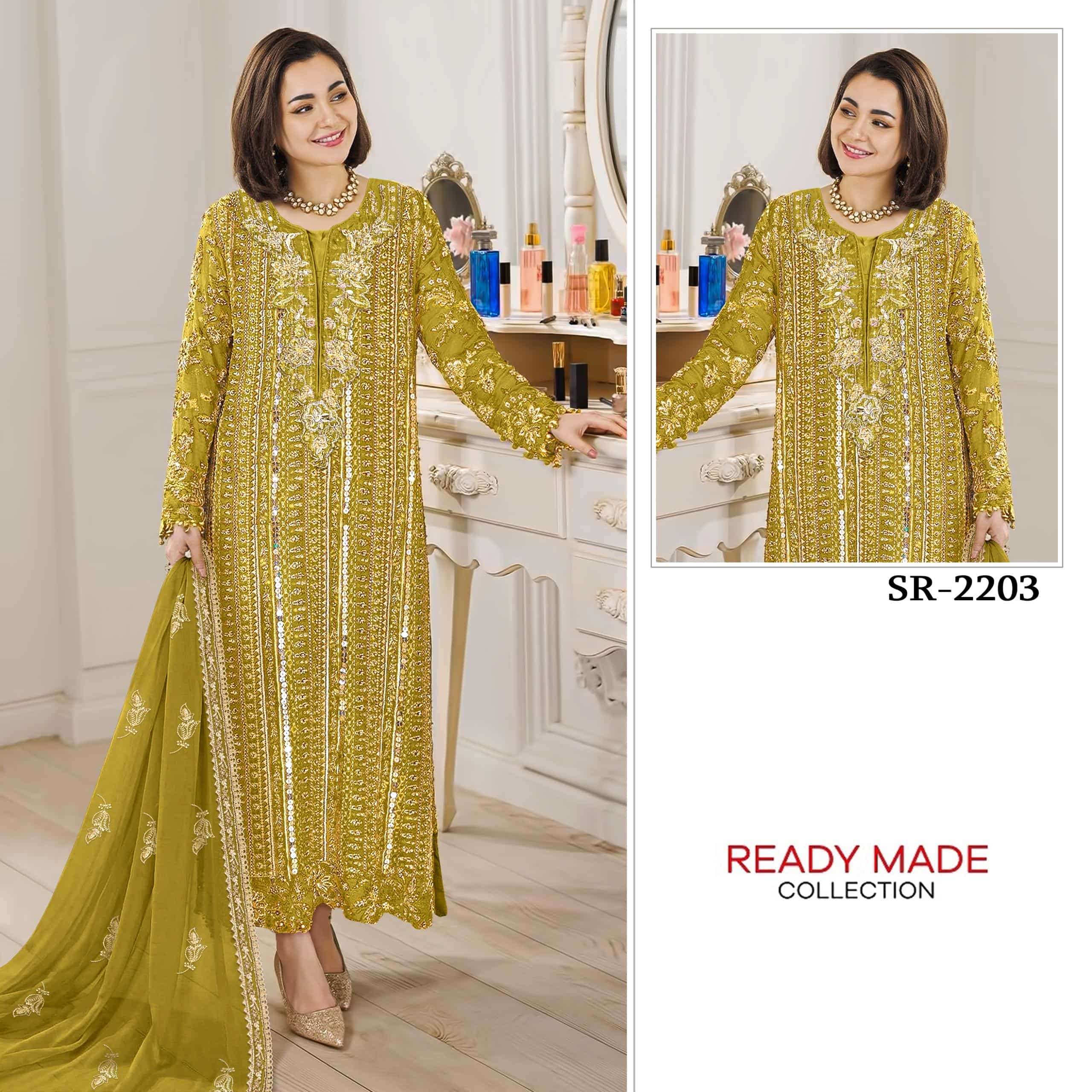 SR-2203 COLOUR BY ASLIWHOLESALE DESIGNER PURE CHIFFON EMBROIDERY PAKISTANI DRESSES-00011