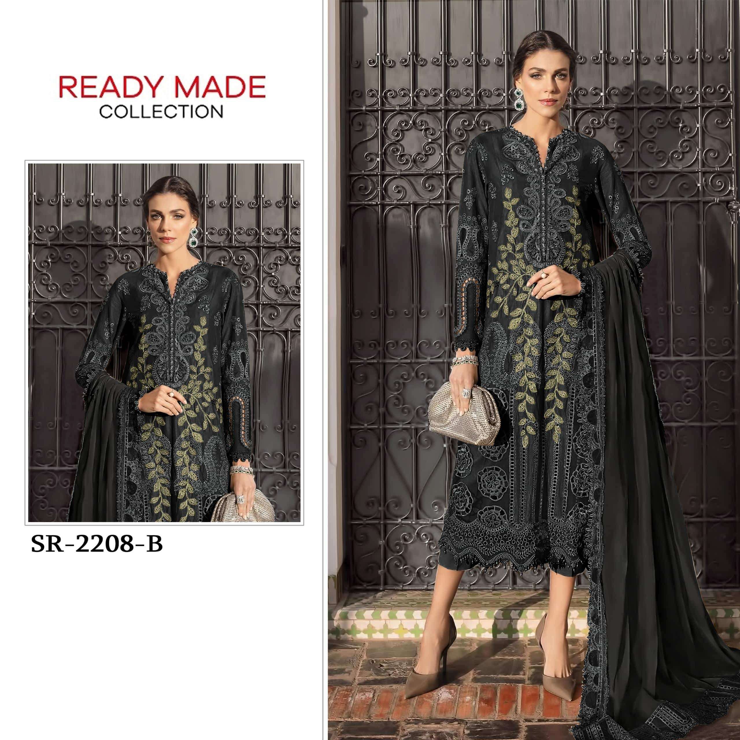 SR-2208 COLOUR BY ASLIWHOLESALE DESIGNER PURE CHIFFON EMBROIDERY PAKISTANI DRESSES-00011