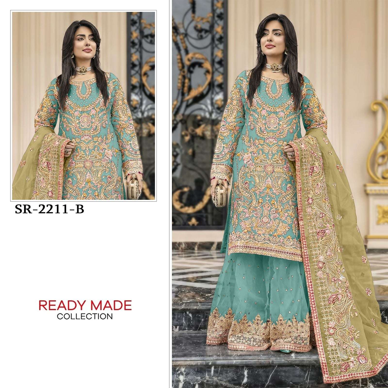SR-2211 COLOUR BY ASLIWHOLESALE DESIGNER PURE CHIFFON EMBROIDERY PAKISTANI DRESSES-00011