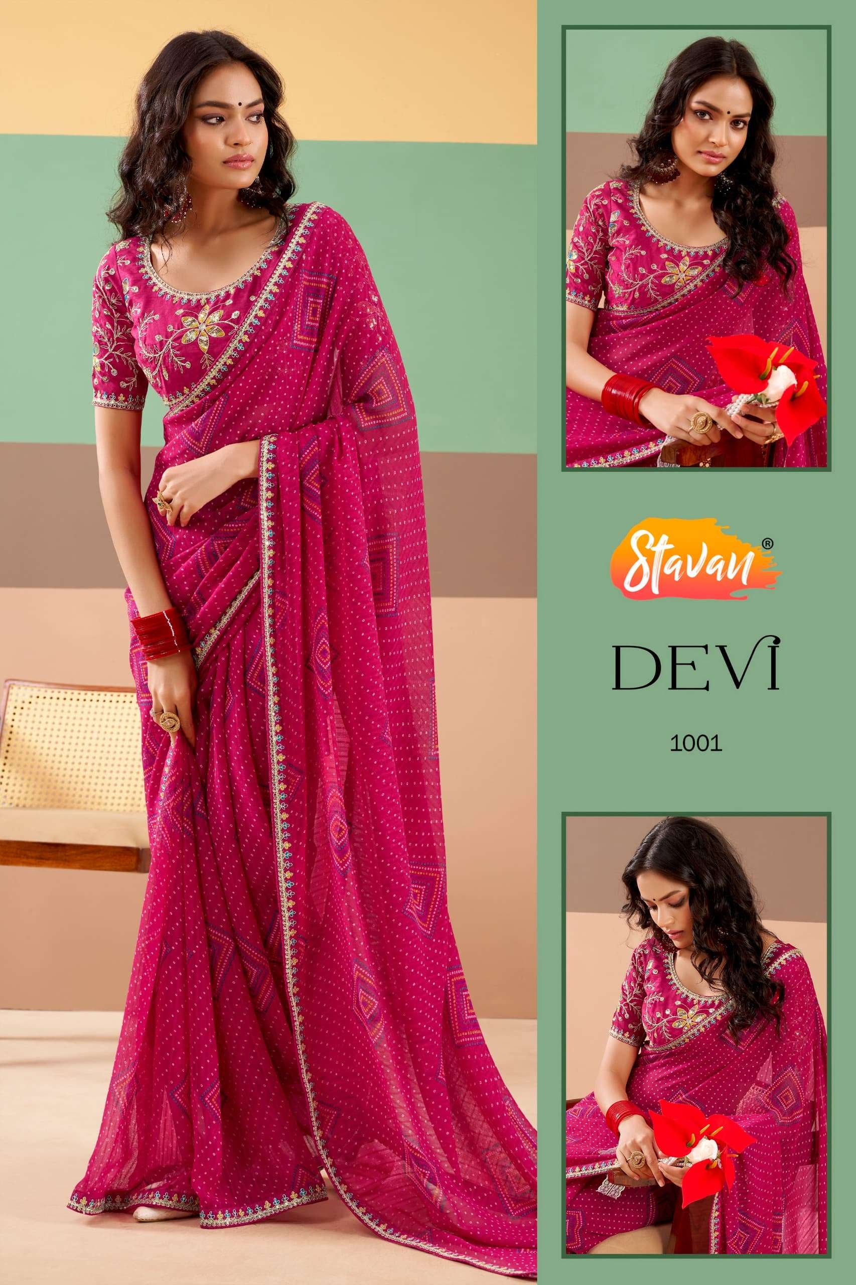 STAVAN DEVI 1001 TO 1010 SERIES GEORGETTE EMBROIDERY SAREES-00004