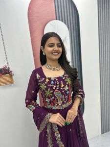 TAPI-310 BY ASLIWHOLESALE FAUX GEORGETTE EMBROIDERY GOWNS - 00185