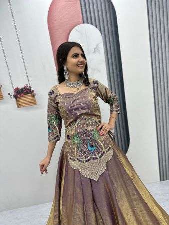 Tapi-312 BY ASLIWHOLESALE SILK SATIN EMBROIDERY LEHENGAS - 00185
