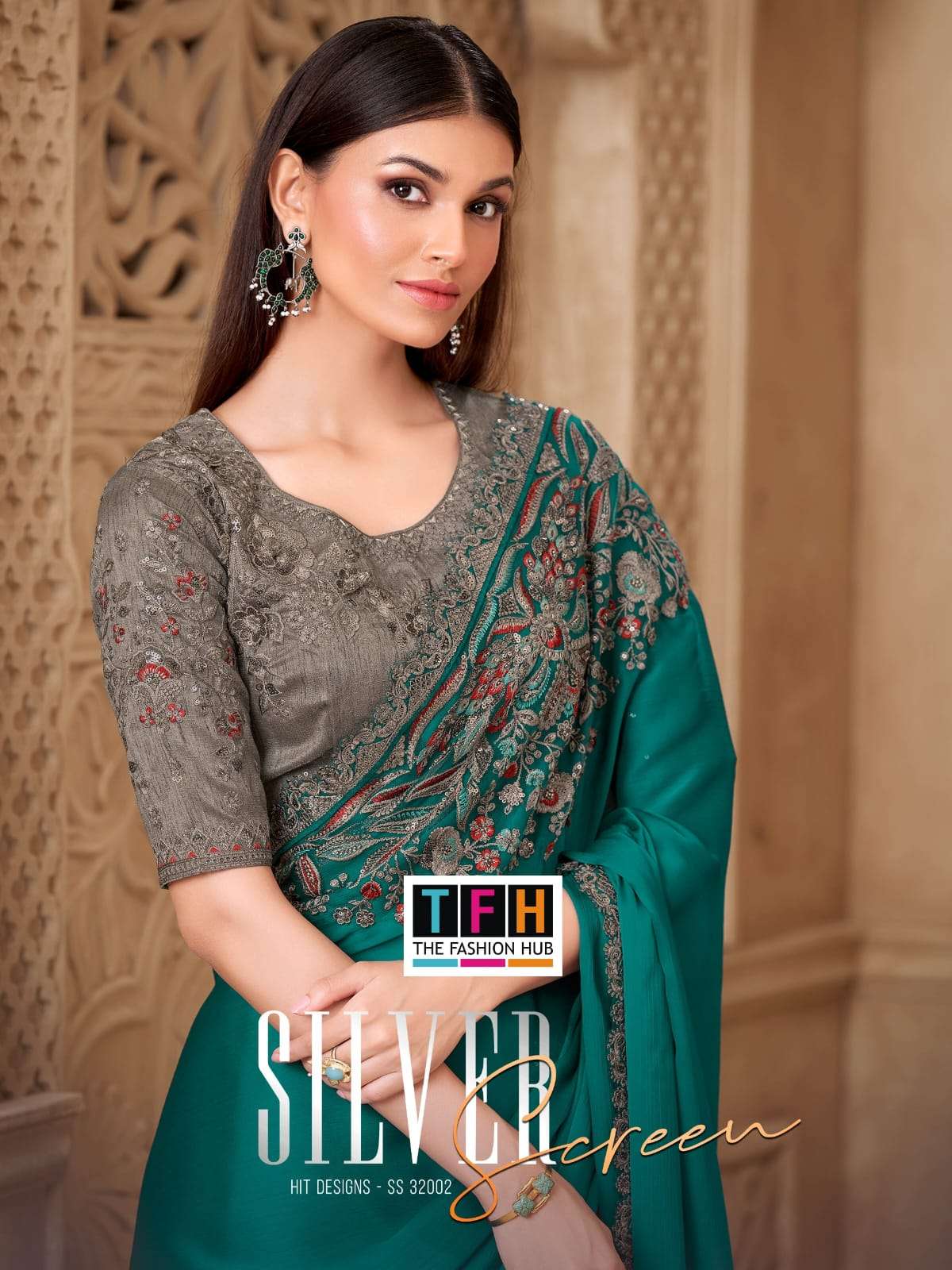 TFH SILVER SCREEN 32002 A TO F SERIES SILK SAREES-00137