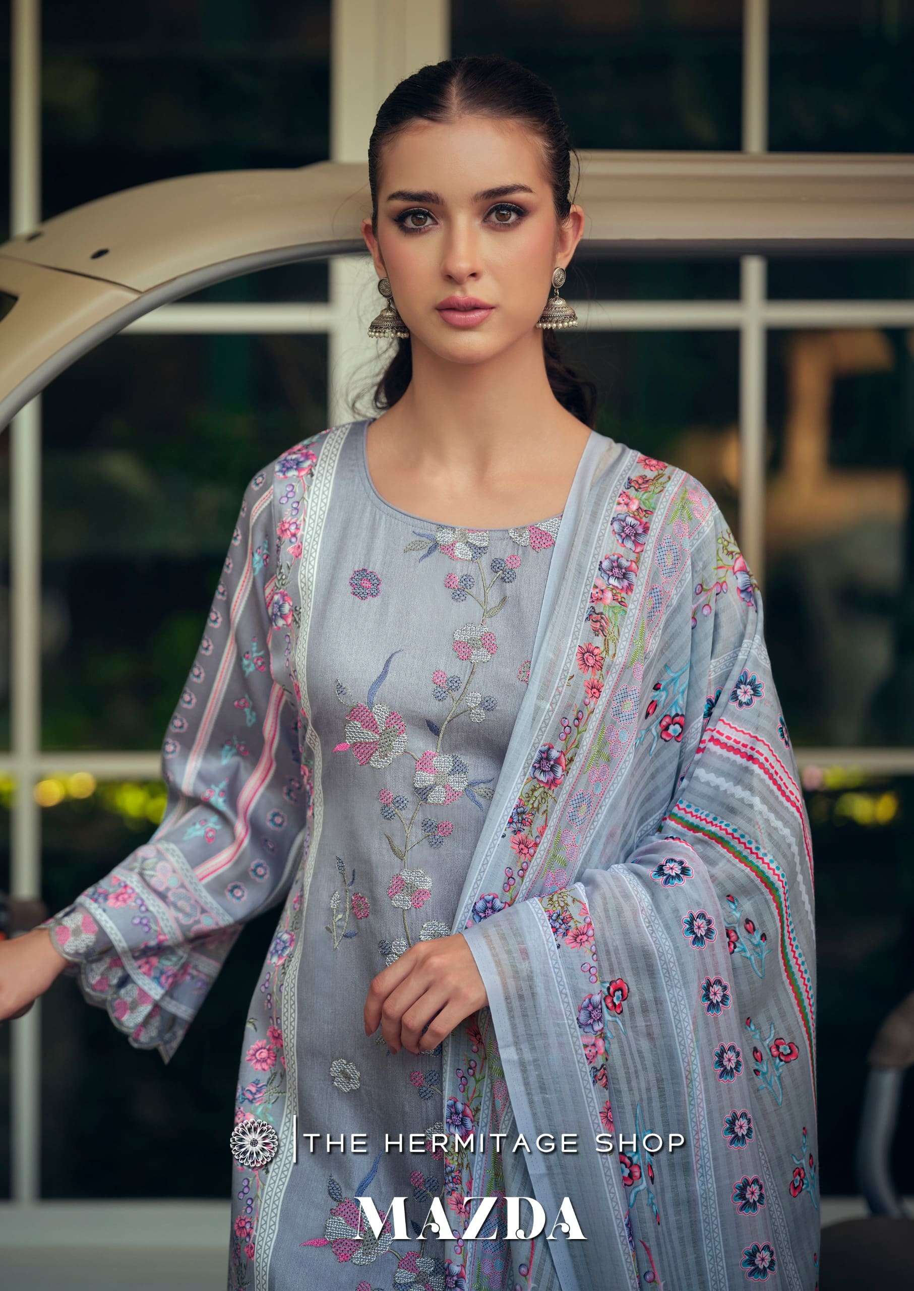 THE HERMITAGE MAZDA 1001 TO 1004 SERIES PURE SATIN EMBROIDERY PAKISTANI DRESSES-00011