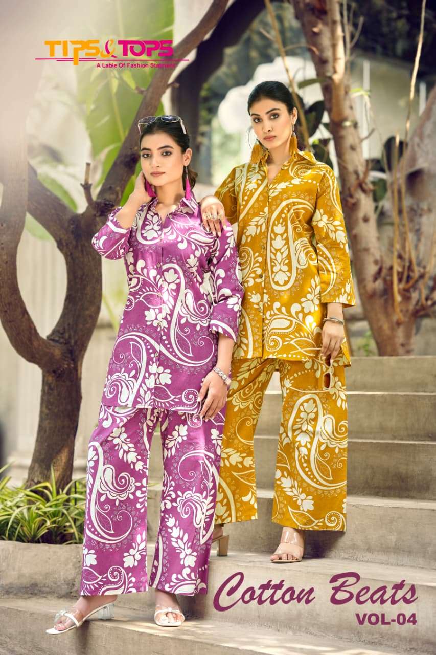 TIPS AND TOPS COTTON BEATS VOL-04 1001 TO 1006 SERIES PURE COTTON PRINTED CO-ORD SET-00140